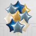 Coastal Blue & Gold Stars Inflated 9 Foil Balloons