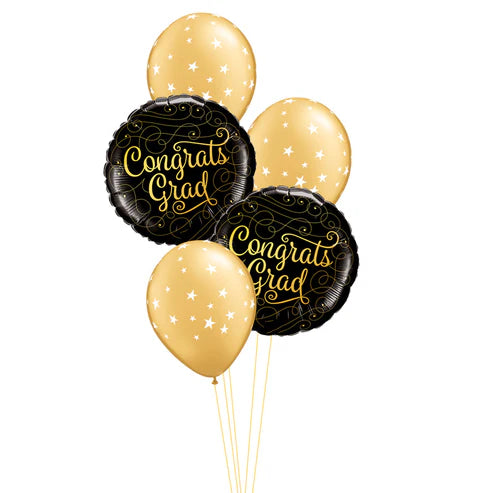 Congrats Grad Gold Doodles Balloon Floor Bouquet