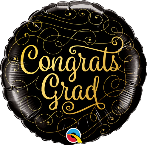 Congrats Grad Gold Doodles Single Foil Balloon