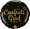 Congrats Grad Gold Doodles Single Foil Balloon