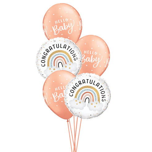 Congratulations Baby Boho Rainbow Balloon Floor Bouquet