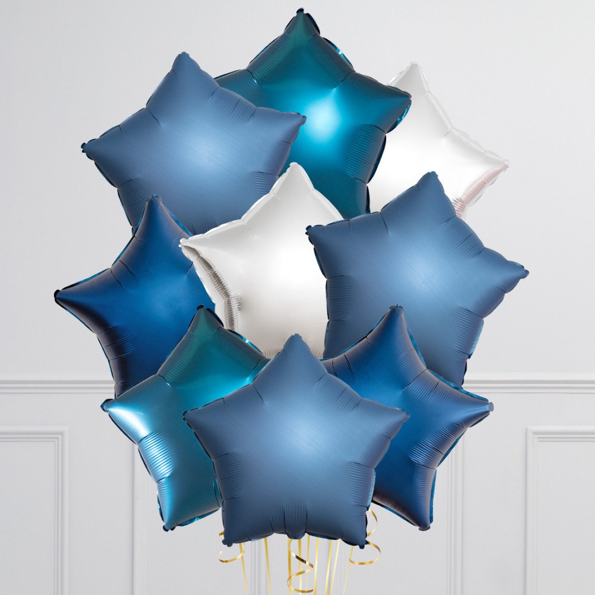 Denim Blue Stars Inflated 9 Foil Balloons