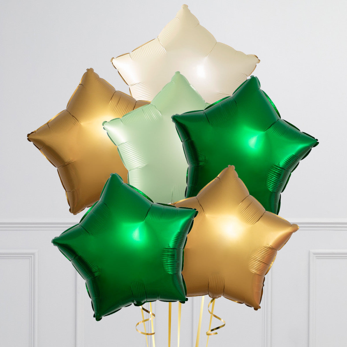 Forest Green Stars Inflated 6 Foil Balloons