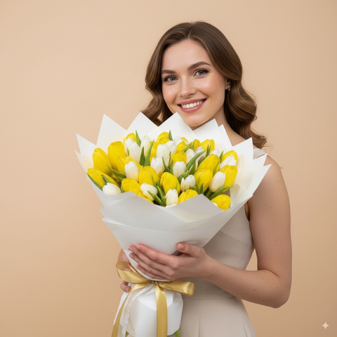 Yellow & White Tulip Cluster