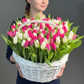101 Pink N White Tulip Basket