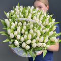 101 White Tulip Basket