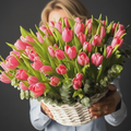 59 Pink Tulip Basket