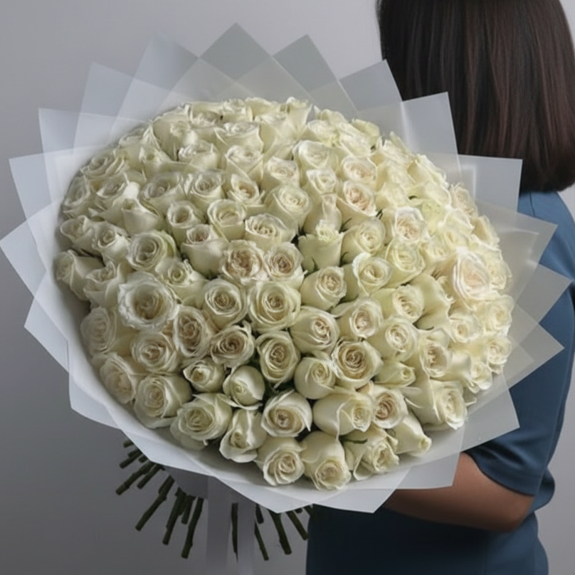 101 White Rose Bouquet(Premium)
