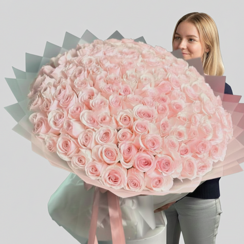 150 Pink Mondial Rose Bouquet (Ecuador)