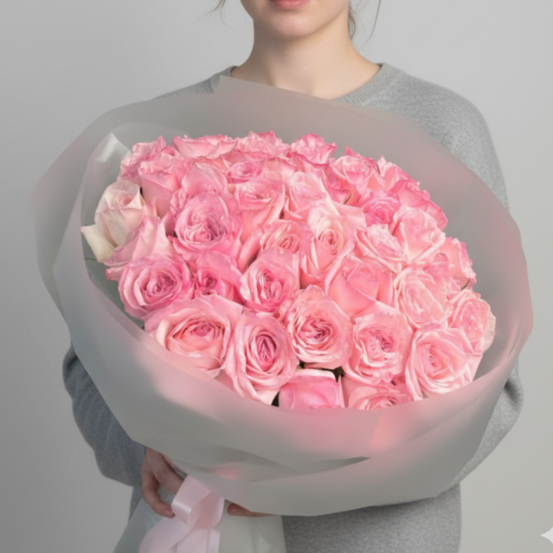 50 Pink O'Hara Rose Bouquet (Elegance)