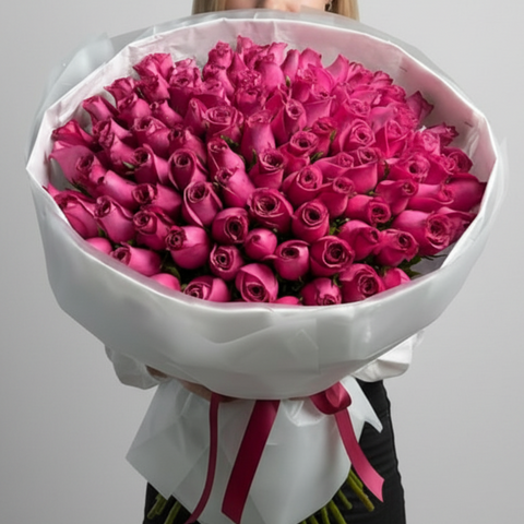 100 Purple Cool Blue Bouquet (Elegance)