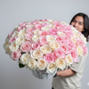 100 Pink & White Ohara Roses  Basket