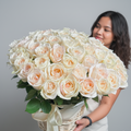 50 White Ohara Roses  Basket