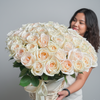 50 White Ohara Roses  Basket