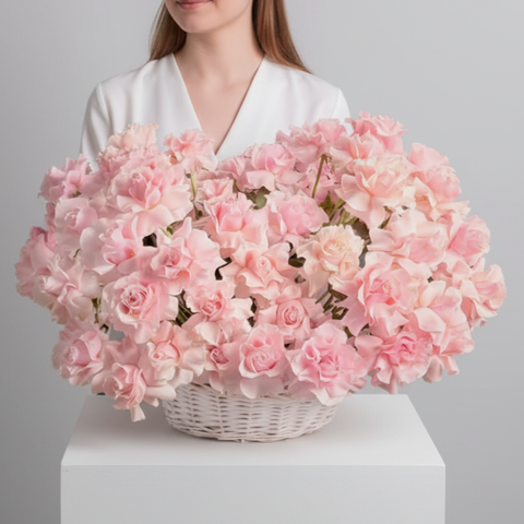 50 Pink Ecuador Open Roses  Huge Basket
