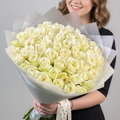 50 White Rose Bouquet(Premium)