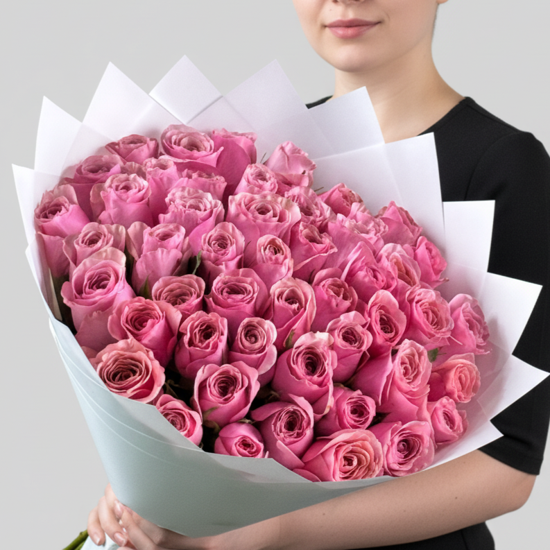 50 Pink Rose Bouquet(Premium)