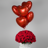200 Red Rose  Basket & Balloon Bundle