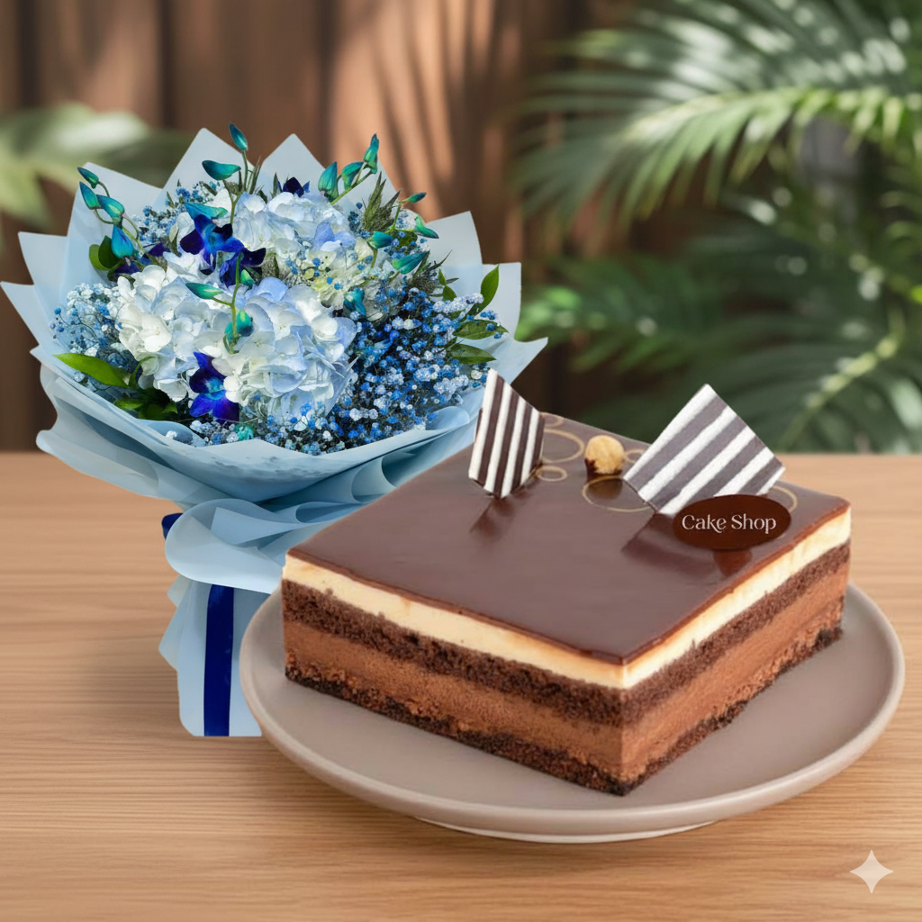 Chocolate Noisette Cake & Flowers