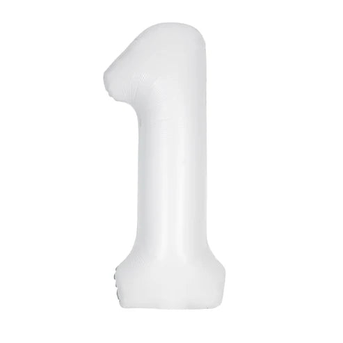 Giant Matt White Number 1 Balloon
