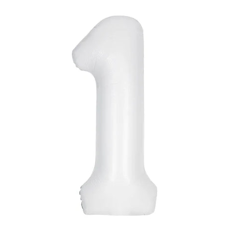 Giant Matt White Number 1 Balloon
