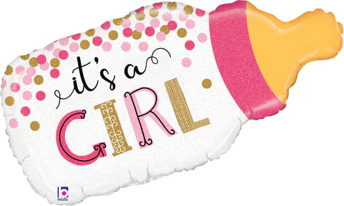 Giant Pink Baby Bottle Single Foil Balloon