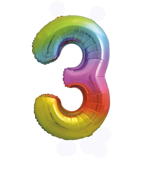 Giant Rainbow Number 3 Balloon