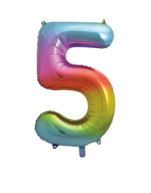 Giant Rainbow Number 5 Balloon