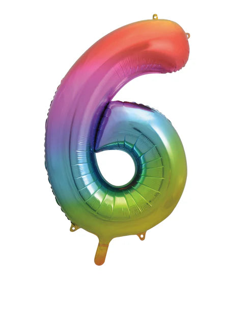 Giant Rainbow Number 6 Balloon