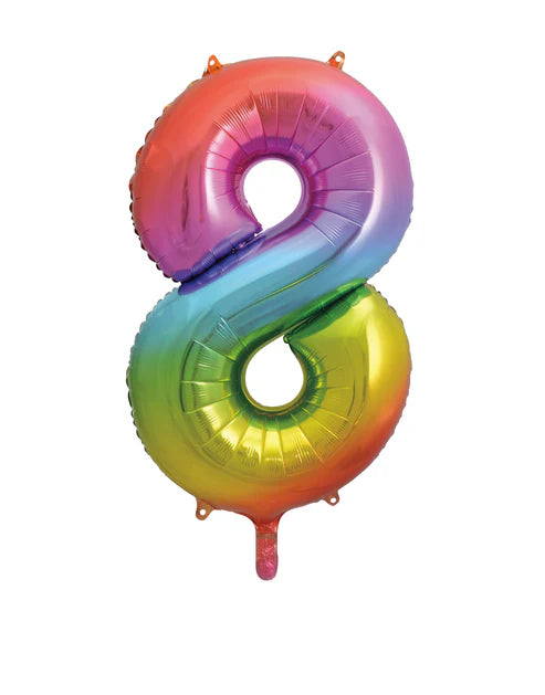 Giant Rainbow Number 8 Balloon