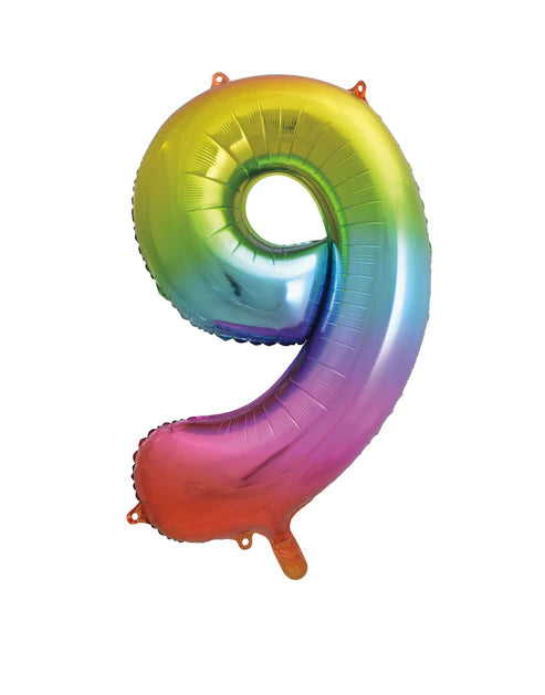 Giant Rainbow Number 9 Balloon