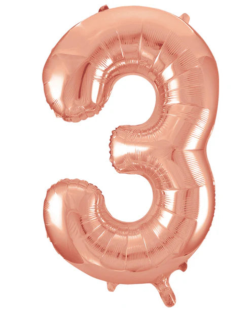Giant Rose Gold Number 3 Balloon