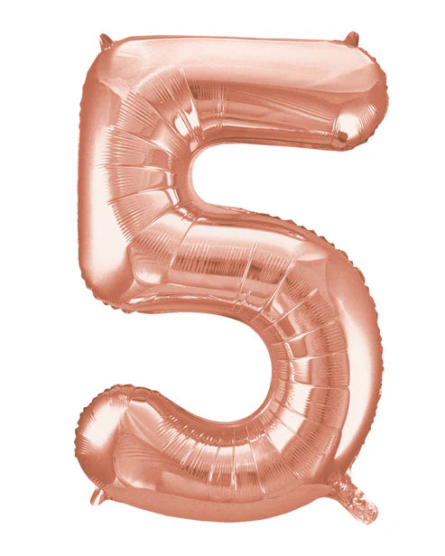 Giant Rose Gold Number 5 Balloon