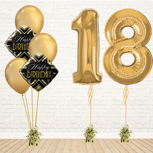 Glamorous Any Two Gold Number Birthday Balloon Set