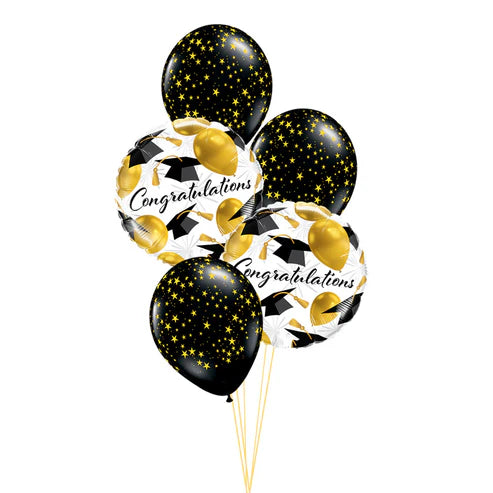 Gold Congratulations Grad Hats Balloon Floor Bouquet