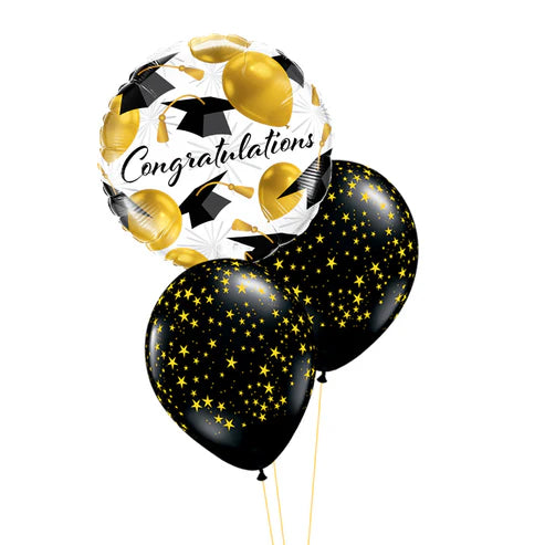 Gold Congratulations Grad Hats Balloon Table Centerpiece