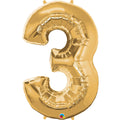 Golden Number Three Helium Balloon