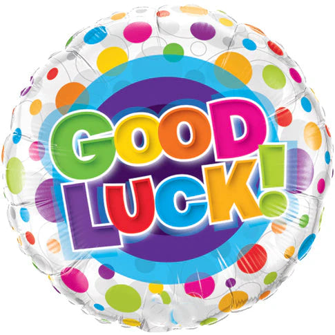 Good Luck Colourful Dots Single Foil Balloon