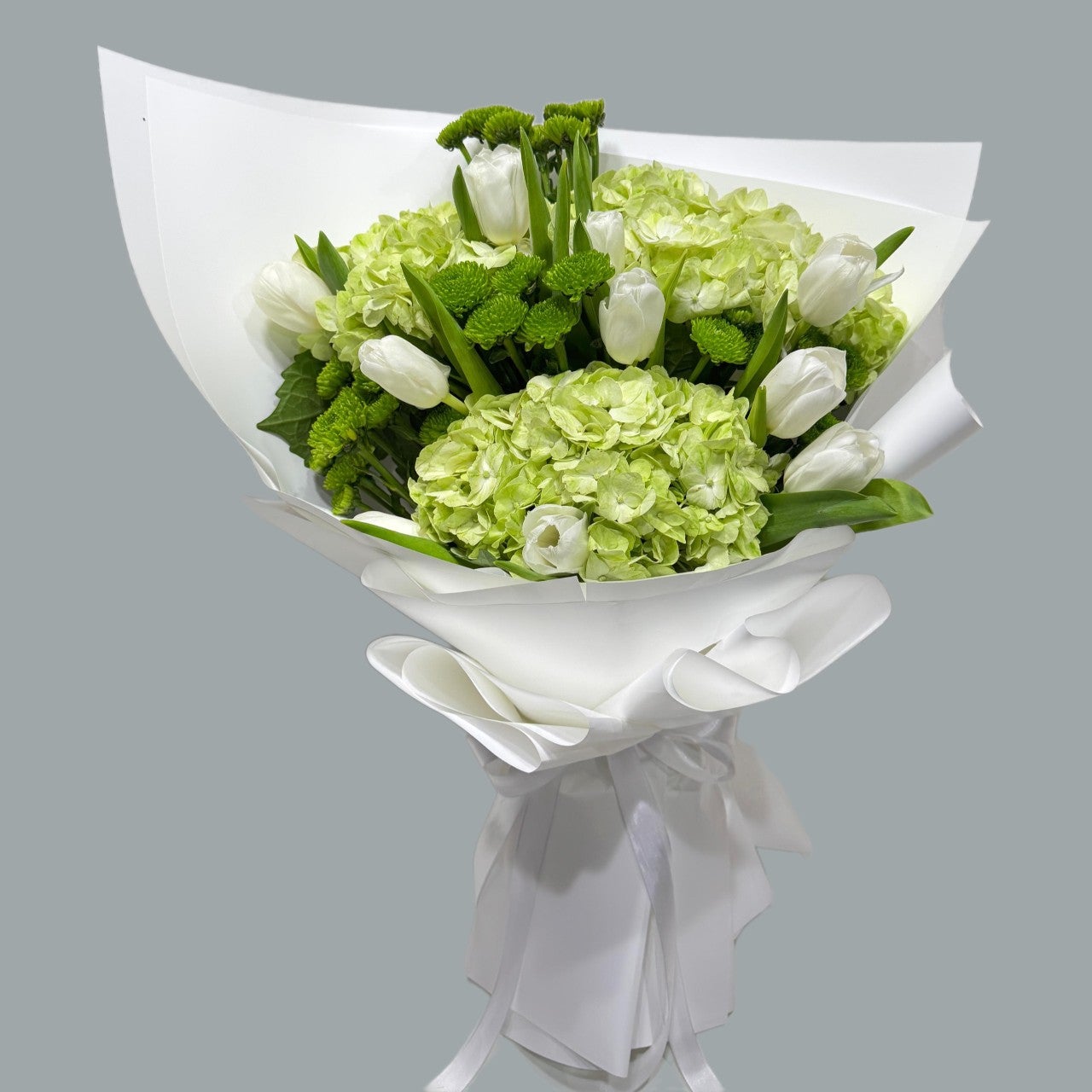 Green Hydrangea & Tulip Bouquet