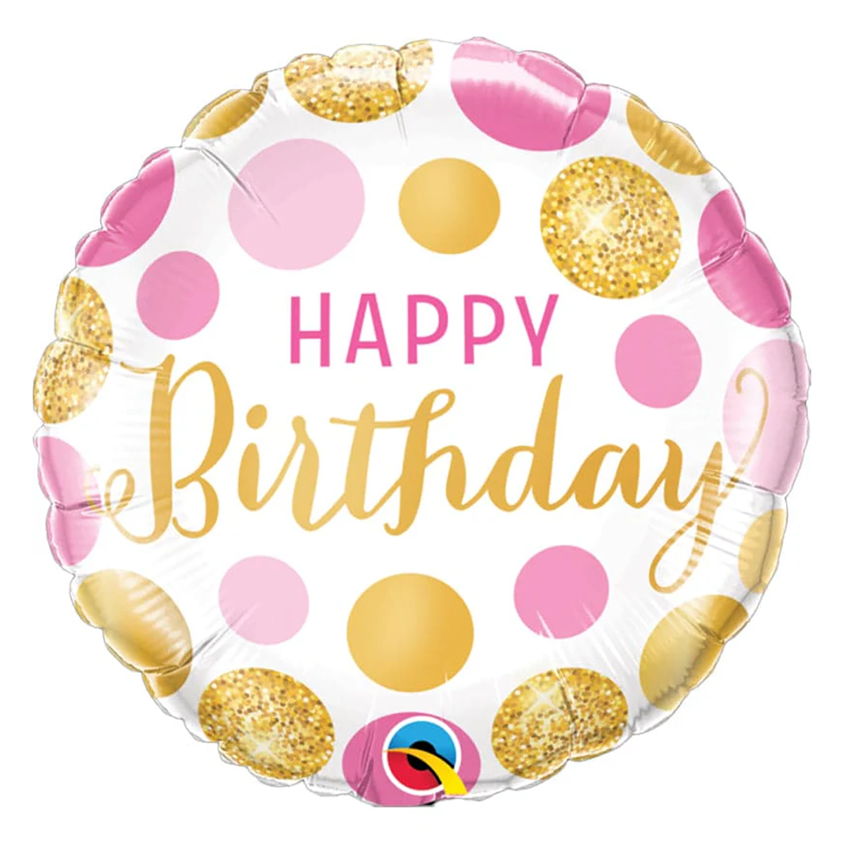 Happy Birthday Pink & Gold Dots Foil Balloon