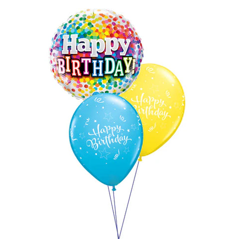 Happy Birthday Rainbow Confetti Balloon Table Centerpiece