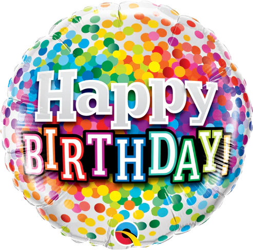 Happy Birthday Rainbow Confetti Single Foil Balloon
