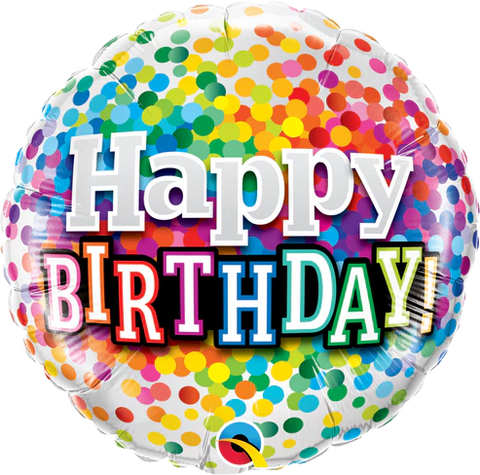 Happy Birthday Rainbow Confetti Single Foil Balloon