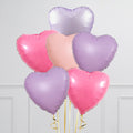 Lavender & Pink Hearts Inflated 6 Foil Balloons