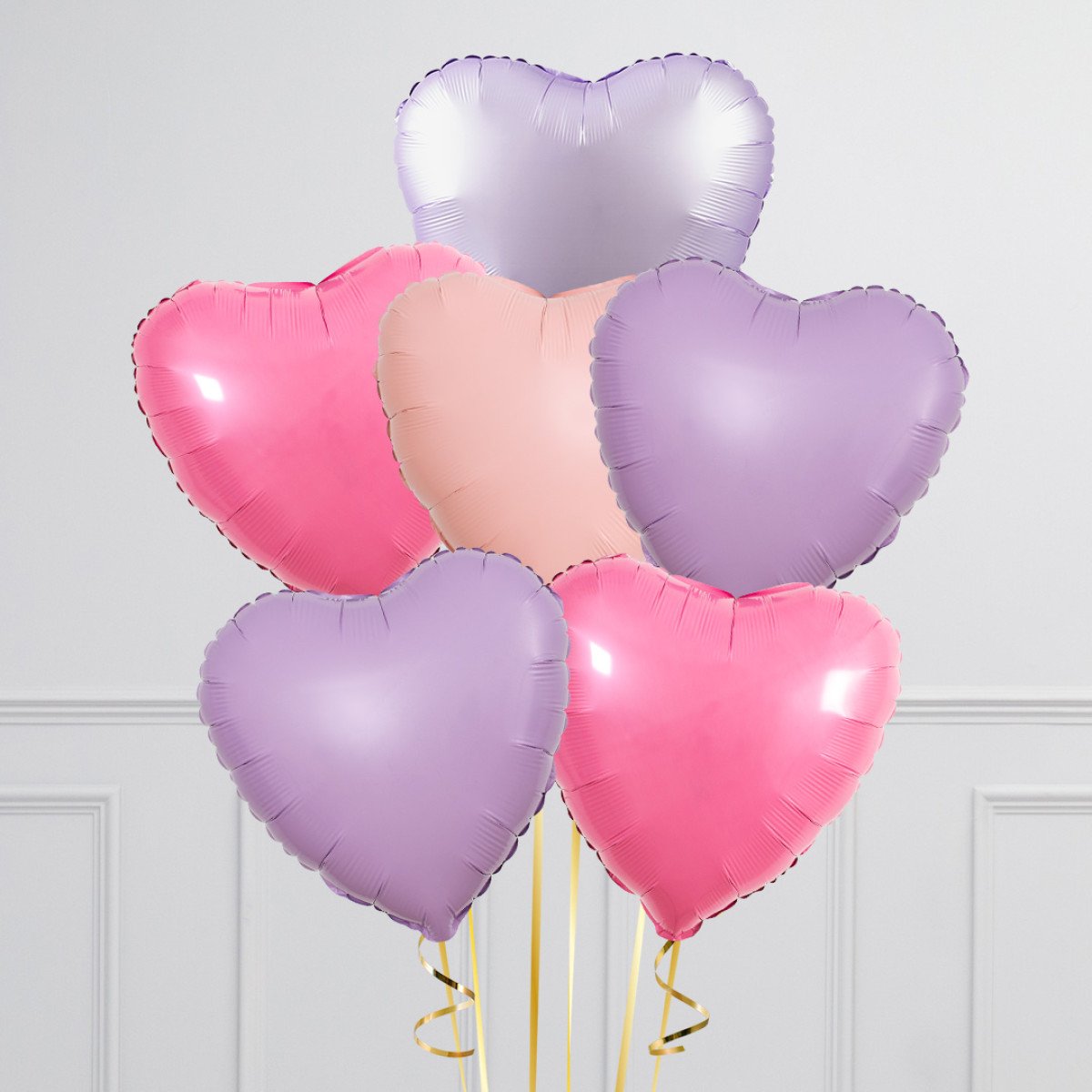 Lavender & Pink Hearts Inflated 6 Foil Balloons