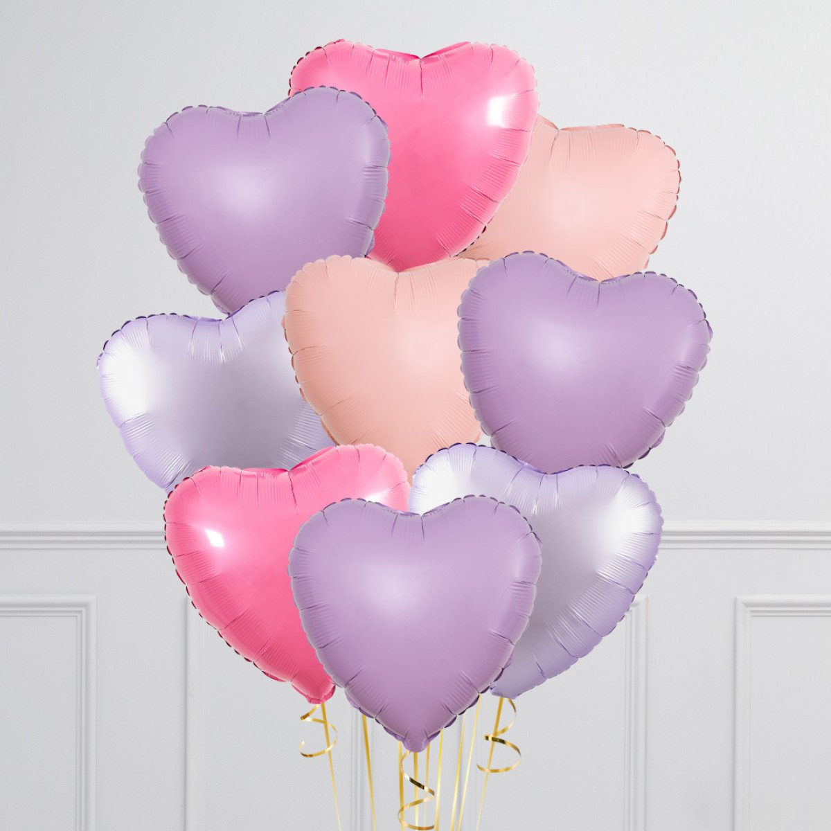 Lavender & Pink Hearts Inflated 9 Foil Balloons