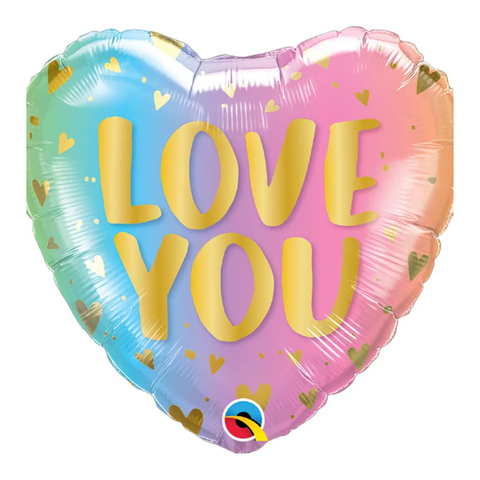 Love You Pastel Ombre & Hearts Foil Balloon