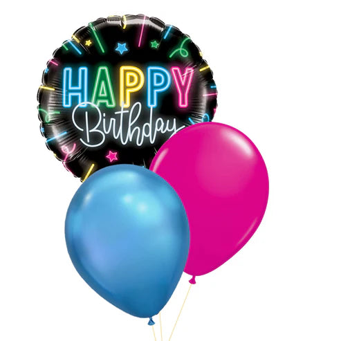 Neon Glow Happy Birthday Balloon Table Centerpiece