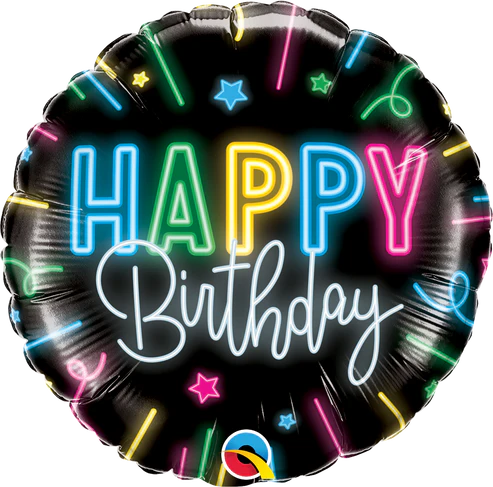 Neon Glow Happy Birthday Single Foil Balloon