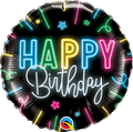 Neon Glow Happy Birthday Single Foil Balloon